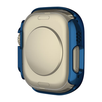 For Apple Watch Ultra 3 / 2 / 1 49mm Plating Gloss PC Tempered Glass Integral Watch Case(Dark Blue) by bashfashion