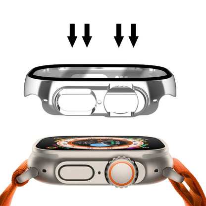 For Apple Watch Ultra 3 / 2 / 1 49mm Plating Gloss PC Tempered Glass Integral Watch Case(Silver) by bashfashion