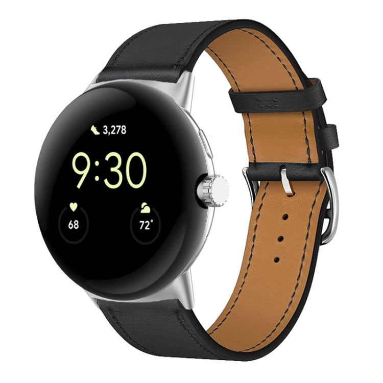 For Google Pixel Watch Genuine Leather Watch Band(Black) by bashfashion