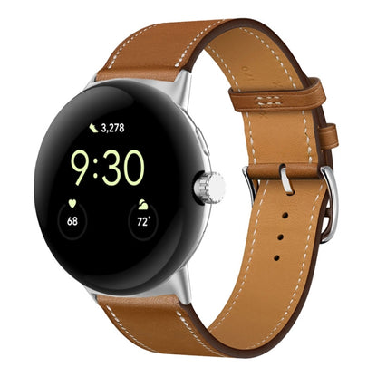 For Google Pixel Watch Genuine Leather Watch Band(Brown) by bashfashion