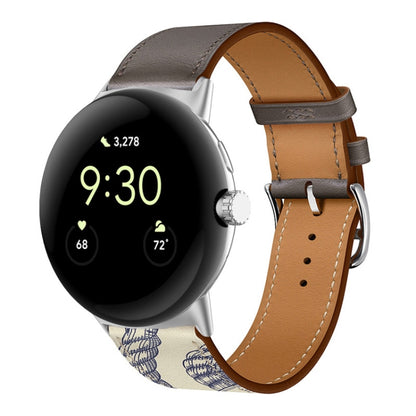 For Google Pixel Watch Genuine Leather Watch Band(Grey+Marl) by bashfashion