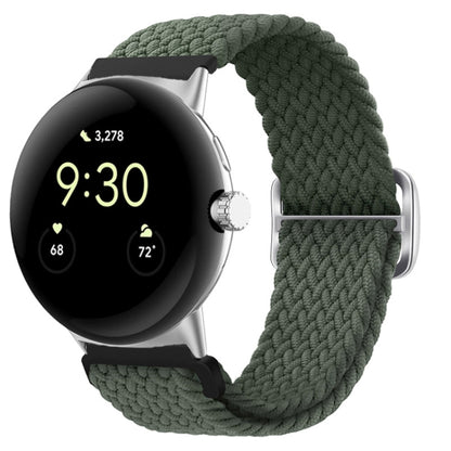 For Google Pixel Watch Buckle Nylon Braided Watch Band(Olive Green) by bashfashion