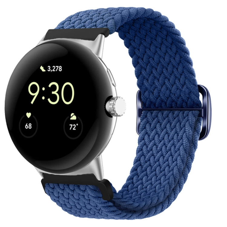 For Google Pixel Watch Buckle Nylon Braided Watch Band(Sea Blue) by bashfashion