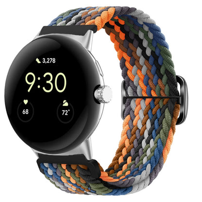 For Google Pixel Watch Buckle Nylon Braided Watch Band(Camouflage Colorful) by bashfashion