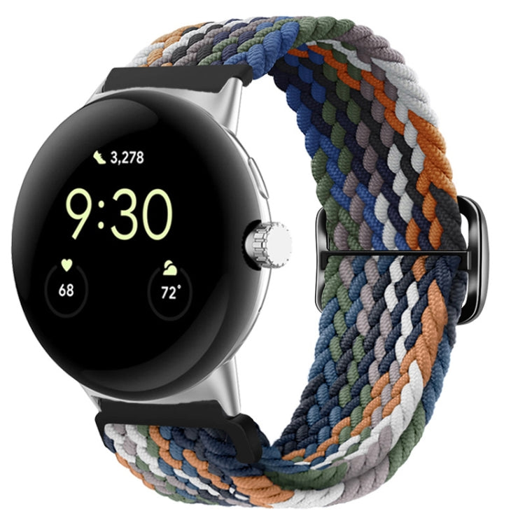 For Google Pixel Watch Buckle Nylon Braided Watch Band(Camouflage Multicolor) by bashfashion