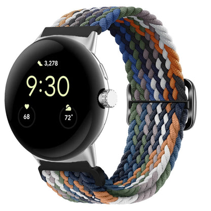 For Google Pixel Watch Buckle Nylon Braided Watch Band(Camouflage Multicolor) by bashfashion