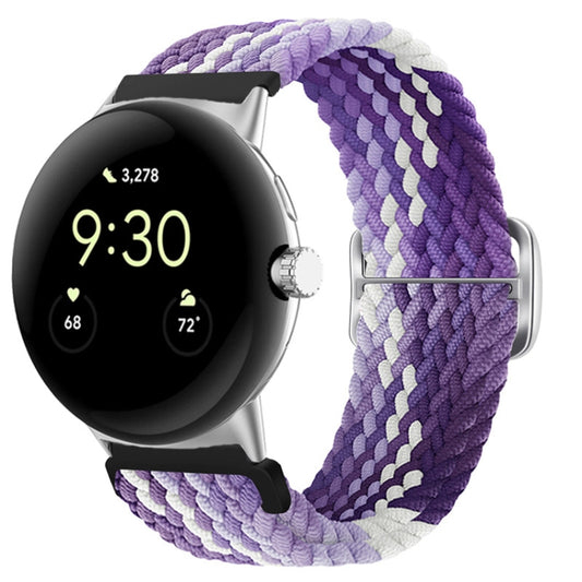 For Google Pixel Watch Buckle Nylon Braided Watch Band(Purple) by bashfashion