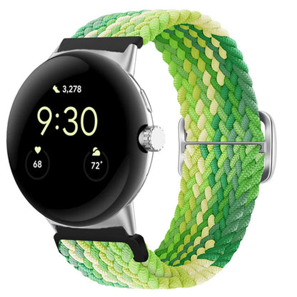 For Google Pixel Watch Buckle Nylon Braided Watch Band(Lime Green) by bashfashion