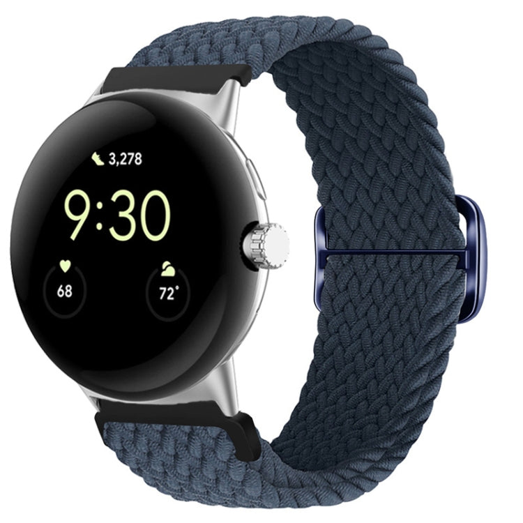 For Google Pixel Watch Buckle Nylon Braided Watch Band(Dark Blue) by bashfashion
