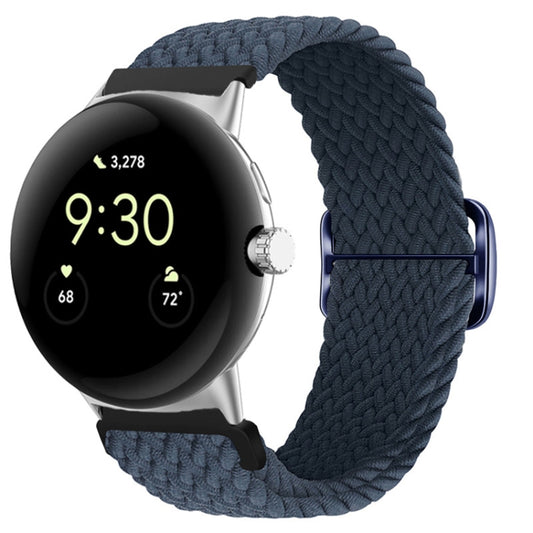 For Google Pixel Watch Buckle Nylon Braided Watch Band(Dark Blue) by bashfashion
