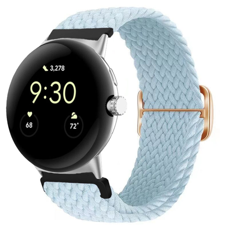 For Google Pixel Watch Buckle Nylon Braided Watch Band(Cyan Blue) by bashfashion