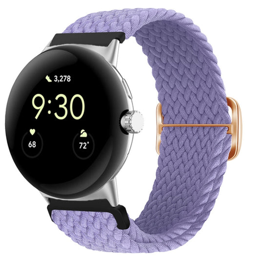For Google Pixel Watch Buckle Nylon Braided Watch Band(Lavender) by bashfashion