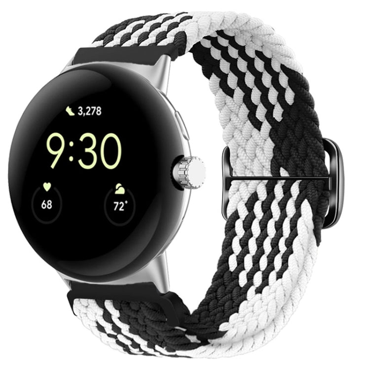 For Google Pixel Watch Buckle Nylon Braided Watch Band(Black White) by bashfashion
