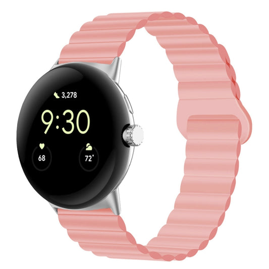 For Google Pixel Watch Reverse Buckle Magnetic Silicone Watch Band(Pink) by bashfashion