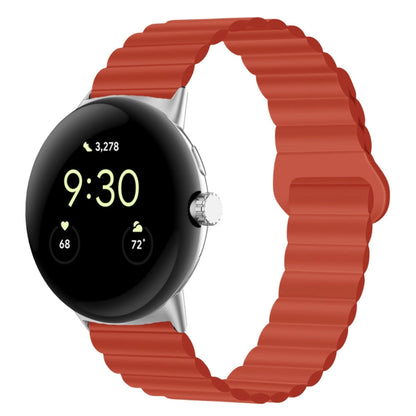 For Google Pixel Watch Reverse Buckle Magnetic Silicone Watch Band(Orange Red) by bashfashion