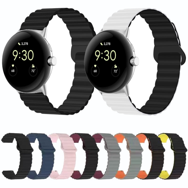 For Google Pixel Watch Reverse Buckle Magnetic Silicone Watch Band(Light Purple Orange) by bashfashion