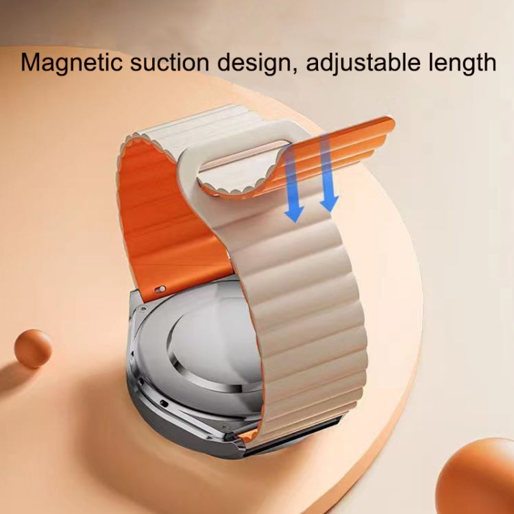 For Google Pixel Watch Reverse Buckle Magnetic Silicone Watch Band(Grey Orange) by bashfashion