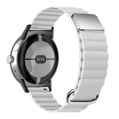For Google Pixel Watch Reverse Buckle Magnetic Genuine Leather Watch Band(White) by bashfashion