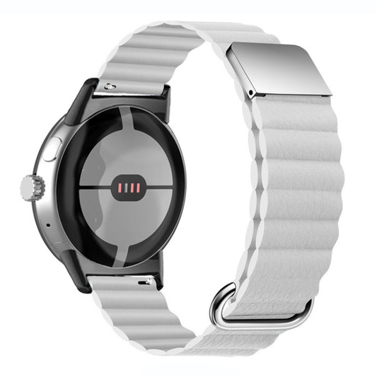 For Google Pixel Watch Reverse Buckle Magnetic Genuine Leather Watch Band(White) by bashfashion