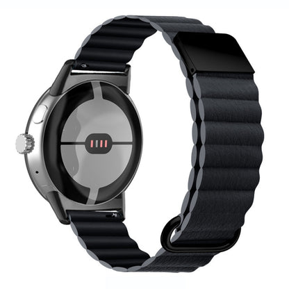 For Google Pixel Watch Reverse Buckle Magnetic Genuine Leather Watch Band(Grey) by bashfashion