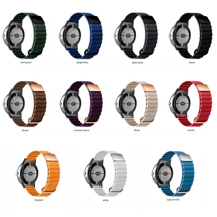 For Google Pixel Watch Reverse Buckle Magnetic Genuine Leather Watch Band(White) by bashfashion