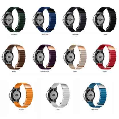 For Google Pixel Watch Reverse Buckle Magnetic Genuine Leather Watch Band(Grey) by bashfashion