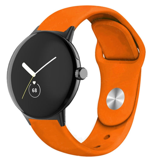 For Google Pixel Watch Solid Color Reverse Buckle Silicone Watch Band(Orange) by bashfashion