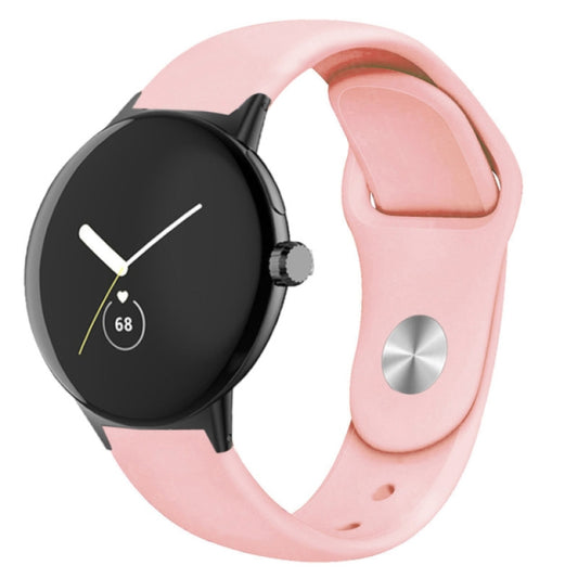For Google Pixel Watch Solid Color Reverse Buckle Silicone Watch Band(Pink) by bashfashion