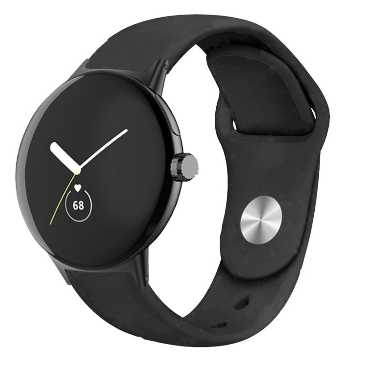 For Google Pixel Watch Solid Color Reverse Buckle Silicone Watch Band(Black) by bashfashion