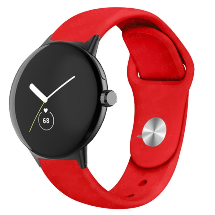 For Google Pixel Watch Solid Color Reverse Buckle Silicone Watch Band(Red) by bashfashion