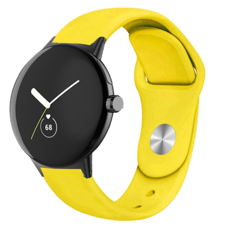 For Google Pixel Watch Solid Color Reverse Buckle Silicone Watch Band(Yellow) by bashfashion