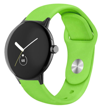 For Google Pixel Watch Solid Color Reverse Buckle Silicone Watch Band(Green) by bashfashion