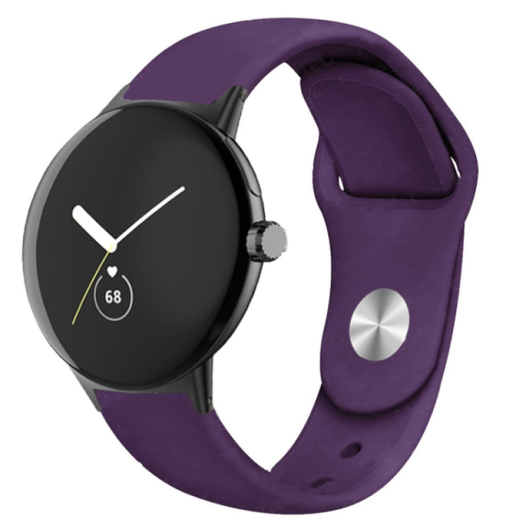 For Google Pixel Watch Solid Color Reverse Buckle Silicone Watch Band(Dark Purple) by bashfashion