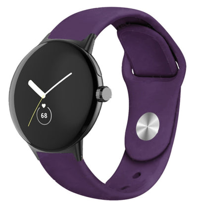 For Google Pixel Watch Solid Color Reverse Buckle Silicone Watch Band(Dark Purple) by bashfashion