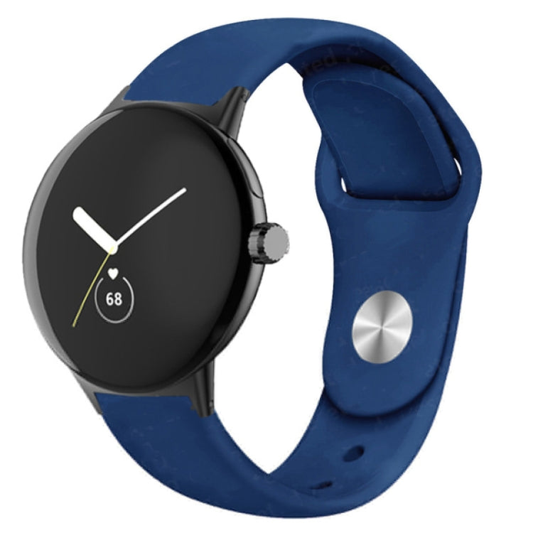 For Google Pixel Watch Solid Color Reverse Buckle Silicone Watch Band(Midnight Blue) by bashfashion