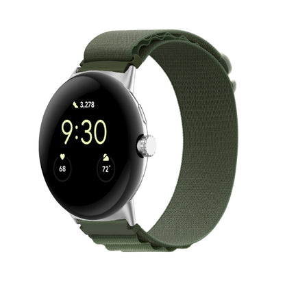 For Google Pixel Watch Nylon Loop Silver Connector Watch Band(Green) by bashfashion