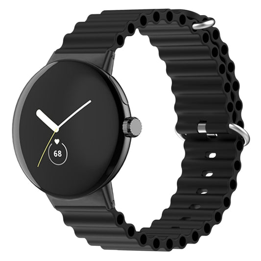 For Google Pixel Watch Ocean Silicone Watch Band(Black) by bashfashion