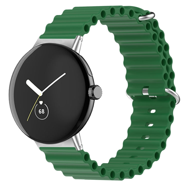 For Google Pixel Watch Ocean Silicone Watch Band(Army Green) by bashfashion