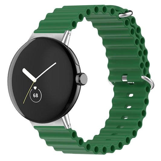 For Google Pixel Watch Ocean Silicone Watch Band(Army Green) by bashfashion