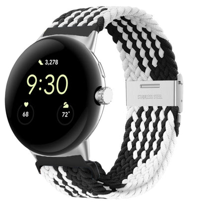 For Google Pixel Watch Metal Buckle Nylon Watch Band(Black White) by bashfashion