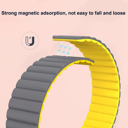 For Google Pixel Watch Two-section Magnetic Silicone Watch Band(Grey Yellow) by bashfashion