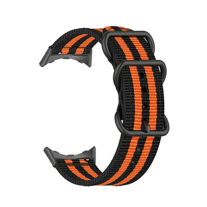 For Google Pixel Watch Three-ring Black Buckle Nylon Watch Band(Black Orange) by bashfashion