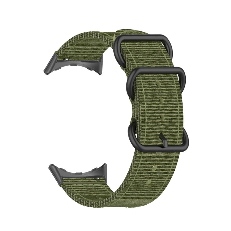 For Google Pixel Watch Three-ring Black Buckle Nylon Watch Band(Army Green) by bashfashion