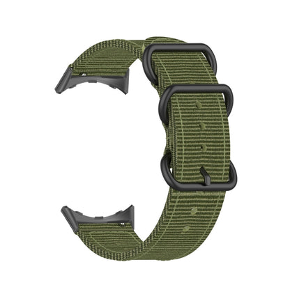 For Google Pixel Watch Three-ring Black Buckle Nylon Watch Band(Army Green) by bashfashion