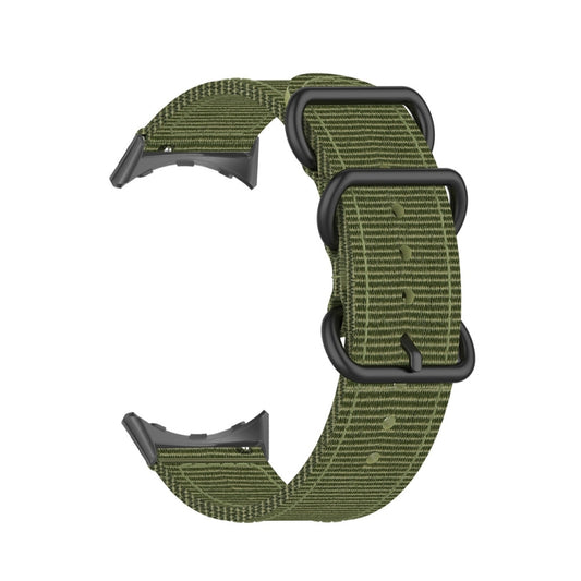 For Google Pixel Watch Three-ring Black Buckle Nylon Watch Band(Army Green) by bashfashion