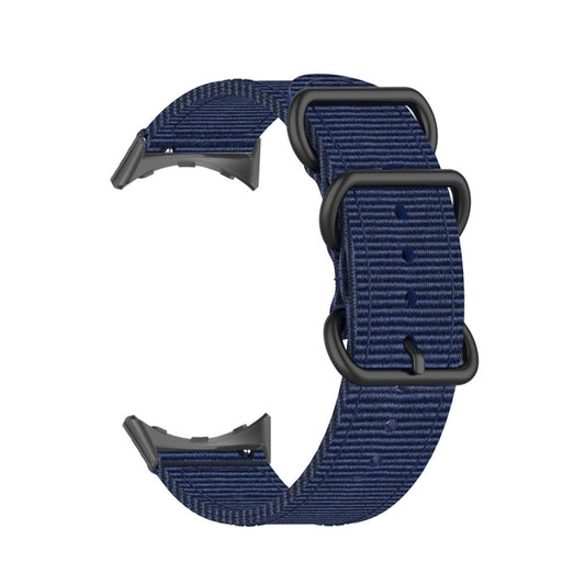 For Google Pixel Watch Three-ring Black Buckle Nylon Watch Band(Blue) by bashfashion