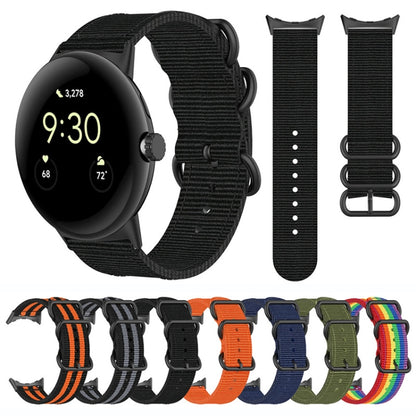 For Google Pixel Watch Three-ring Black Buckle Nylon Watch Band(Black) by bashfashion