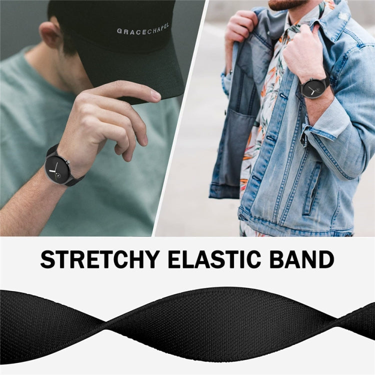For Google Pixel Watch Three-ring Black Buckle Nylon Watch Band(Blue) by bashfashion