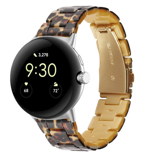 For Google Pixel Watch Three-beads Resin Watch Band(Leopard) by bashfashion