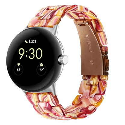 For Google Pixel Watch Three-beads Resin Watch Band(Face Red) by bashfashion